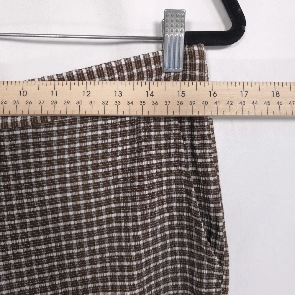 ANTHROPOLOGIE Sanctuary New Pants XL Women's Westside Check Chocolate Crop Brown - Picture 6 of 13